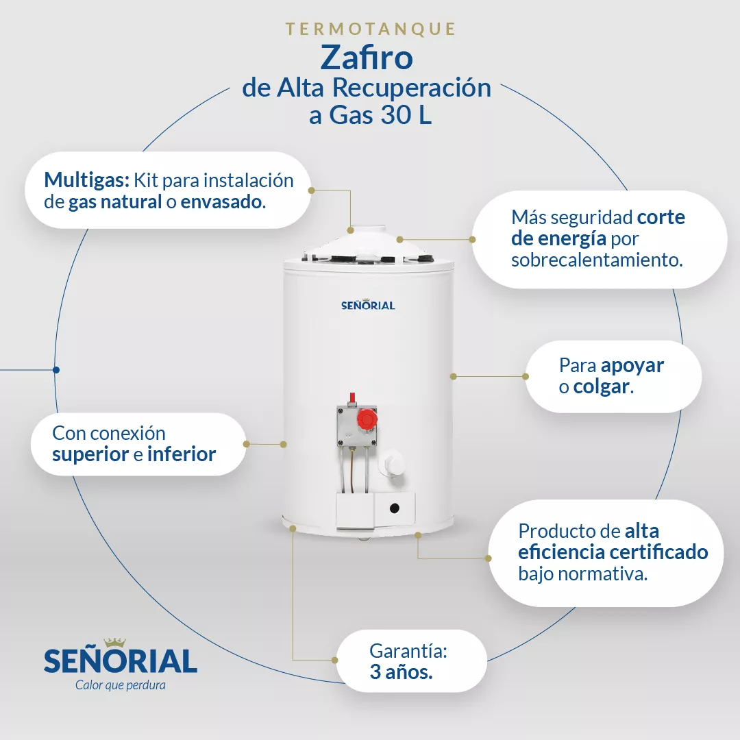 Termotanque Multigas Señorial Zafiro TSZ-30 blanco 30 L - Imagen 2