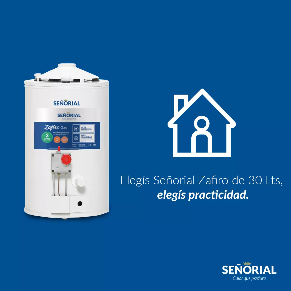 Termotanque Multigas Señorial Zafiro TSZ-30 blanco 30 L - Imagen 3
